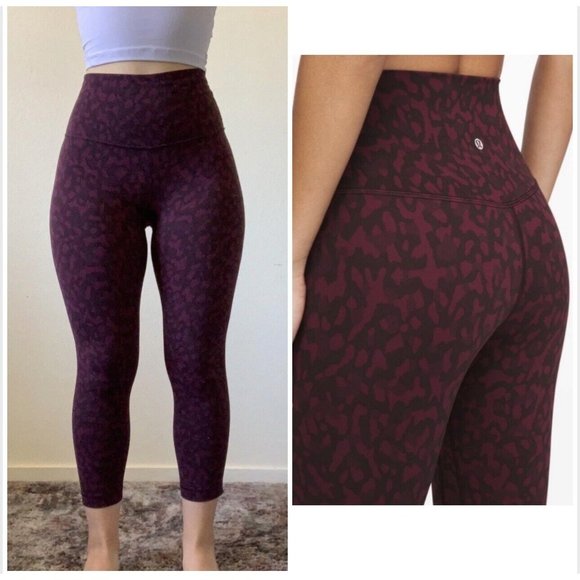 lululemon athletica Pants - Lululemon Align High Rise Crop Legging Formation Camo Dark Adobe Multi Purple 14